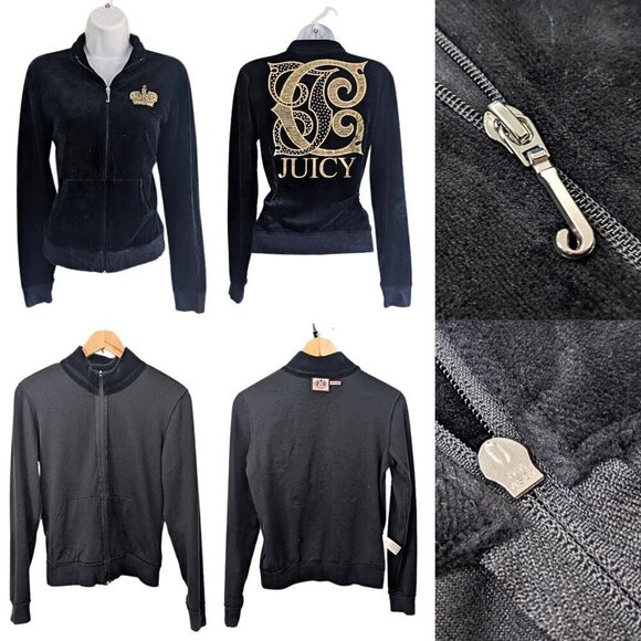 Vtg Y2K JUICY COUTURE 3-pc Velour Tracksuit Matching Set + Bag Top L Pants SP - Picture 5 of 12